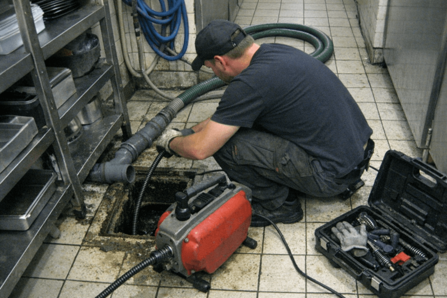 Einsatz an einer Abflussleitung in einem Gewerbebetrieb